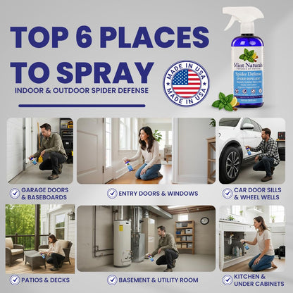 Mint Naturals Spider Defense Spray – USDA Organic Peppermint Oil Scent for Indoor Areas, Offices, Garages, RVs & Cabins – Plant-Based Mint Home Spray for Storage & Entry Points – 16 oz USA