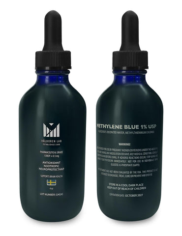 Methylene Blue Pharmaceutical Grade - Third Party Tested - Formaldehyde & Alcohol-Free - Methylene Blue 1% for Humans - USP Grade Brain Health Dietary Supplement - Made in USA (118ML Bottle)