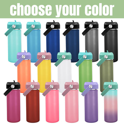 Personalized Kids Water Bottle with Name for School - Custom 18oz Water Bottle with Straw Lid Stainless Steel w/Engraved Names - Personalized Back to School Gifts for Boys Girls kids (Engraved)