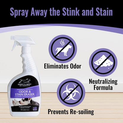 EBPP Odor & Stain Eraser - Made in The USA - Pet Odor Absorber and Room Deodorizer for Home Use - Odor Remover and Urine Odor Eliminator - Lavender Enzyme Carpet Cleaner