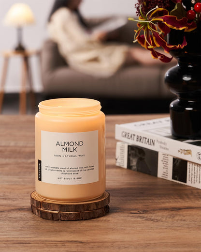 M&SENSE Almond Milk Scented Candles for Home, 19.4oz 110 Hours Long Lasting Non Toxic Natural Organic Soy Wax Relaxing Scented Candle Housewarming Gift for Friends Teachers