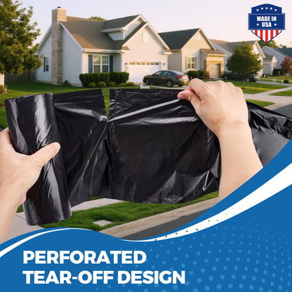Fuxury 55-60 Gallon Extra Large Trash Bags, 100 Count Black Garbage Bags, 23 Mic Thick, 38x58 in, Star-Seal Bottom, Plastic Bags Ideal for Home, Yard & Commercial Use, Made in USA