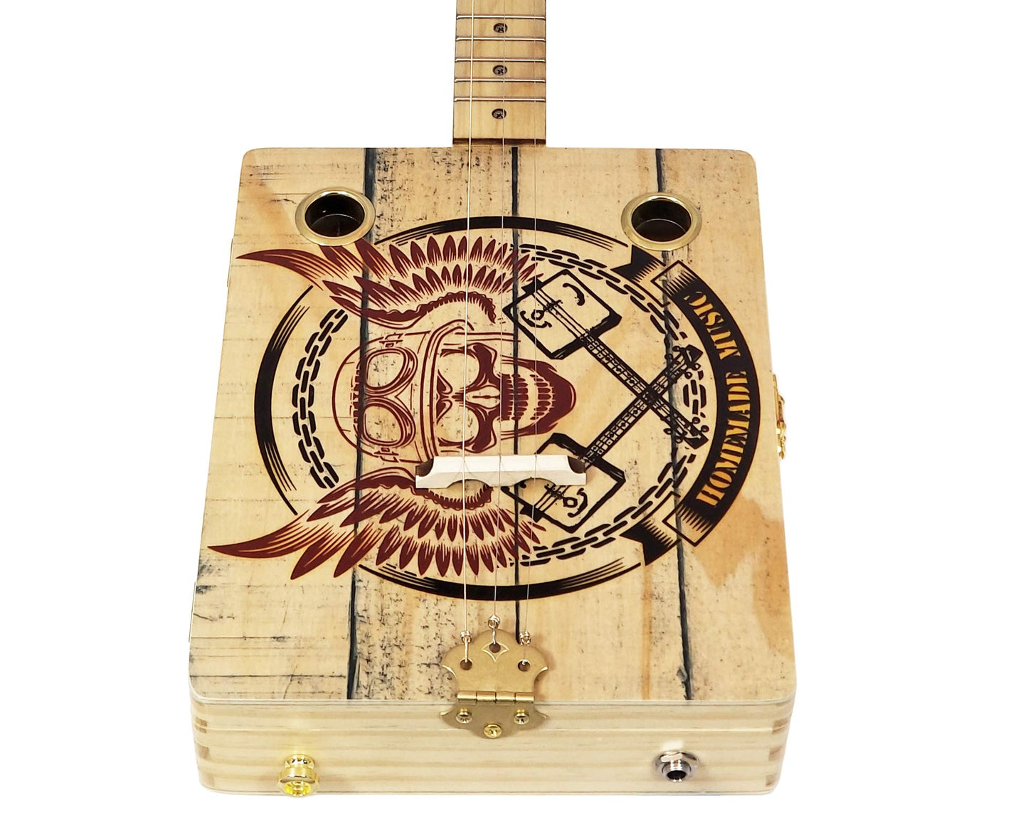 "Homemade Music" 3-string Acoustic-Electric Cigar Box Guitar - Fun to Play, Made in the USA!