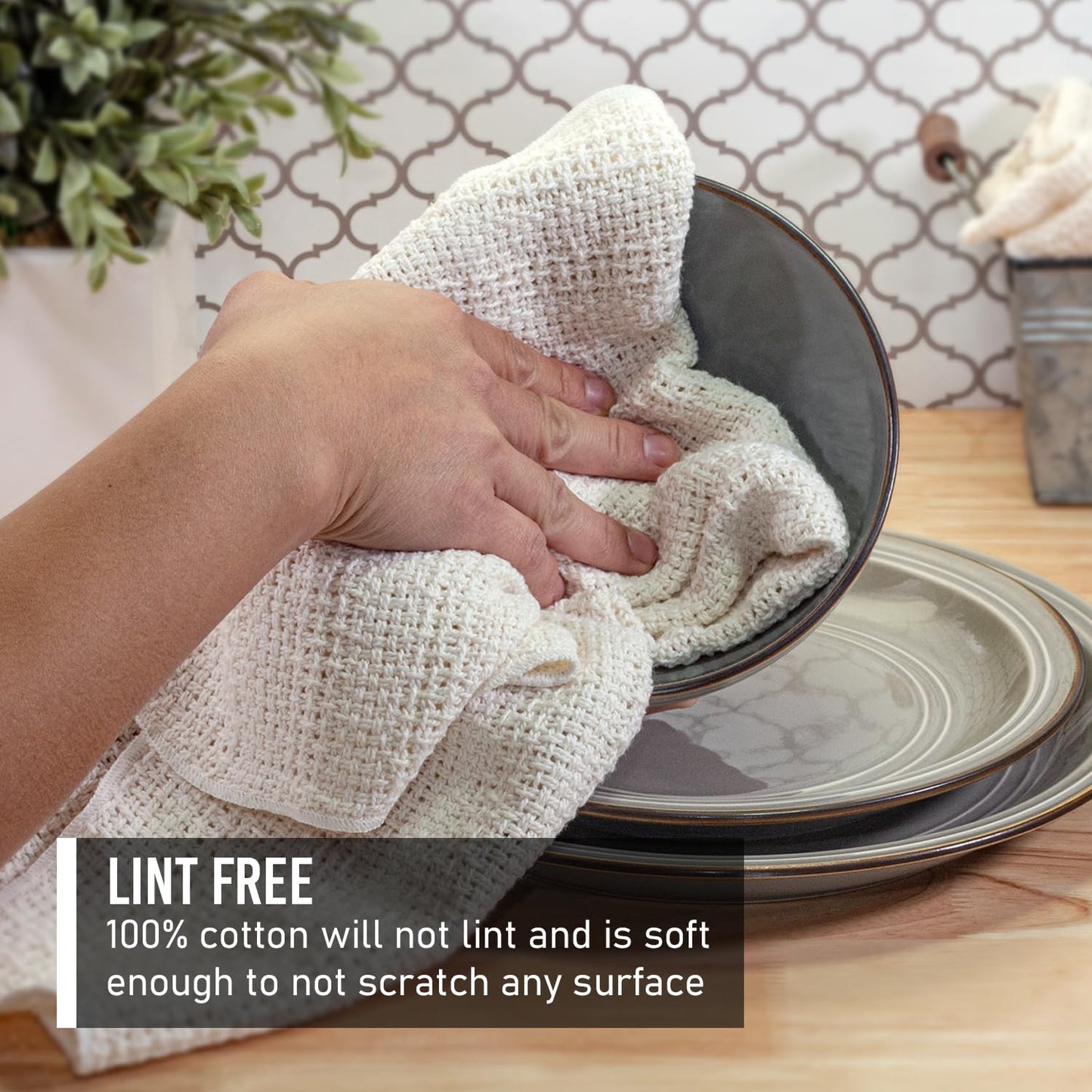 Country Cottons Old Fashion 100% Cotton Kitchen Towels - Set of 2-24"x15" (Gray/Natural)