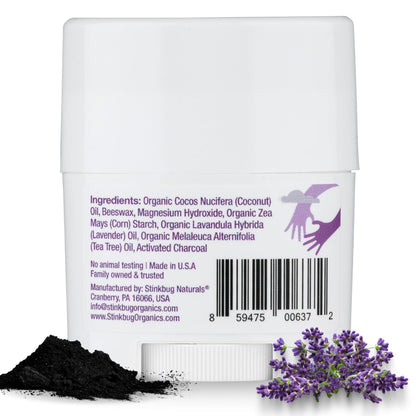 Stinkbug Naturals Organic Aluminum Free Travel Size Deodorant Stick with Lavender, Coconut Oil and Activated Charcoal, 0.75 Ounce Pack of 3
