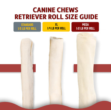 Canine Chews 10-11" MEGA Retriever Rolls (2 Pack) Natural Rawhide for Big Dogs - Long-Lasting Dog Chew Treats for Aggressive Chewers - Odor-Free - Extra-Large