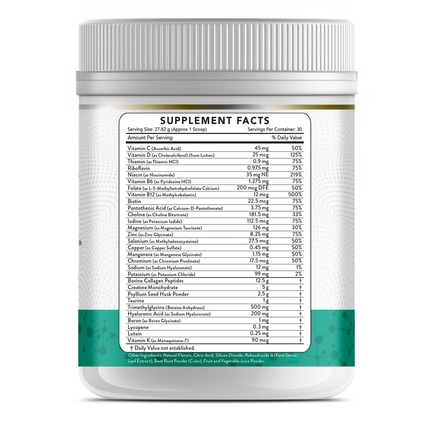 Dr Brad Stanfield Collagen Peptides + Creatine Monohydrate + Psyllium Husk + Taurine + TMG + Hyaluronic Acid + MultiVitamin & Mineral (30 Servings, Mixed Berry)
