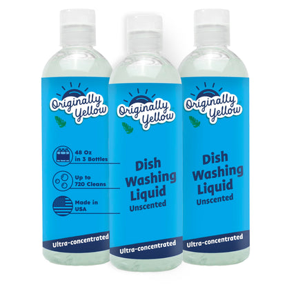 Originally Yellow USA Made Unscented Natural Dish Soap | Hypoallergenic Soap Great For Sensitive Skin as well as Pet & Baby Safe | Bulk 3 Pack