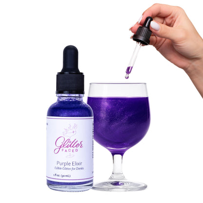 Glitter Faced Purple Edible Glitter For Drinks With 0-Calories, No Taste or Texture | 30ml Food-Grade, 30 Drinks, Luster Dust | Ideal for Beverages, Galentine’s, Parties & Events | Made in USA