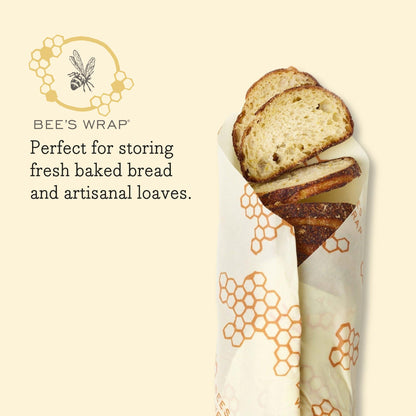 Bee's Wrap Reusable Beeswax Food Wraps Made in the USA, Eco Friendly Beeswax, Sustainable Organic Cotton Wraps, XL Bread Wrap for Homemade Bread, Honeycomb