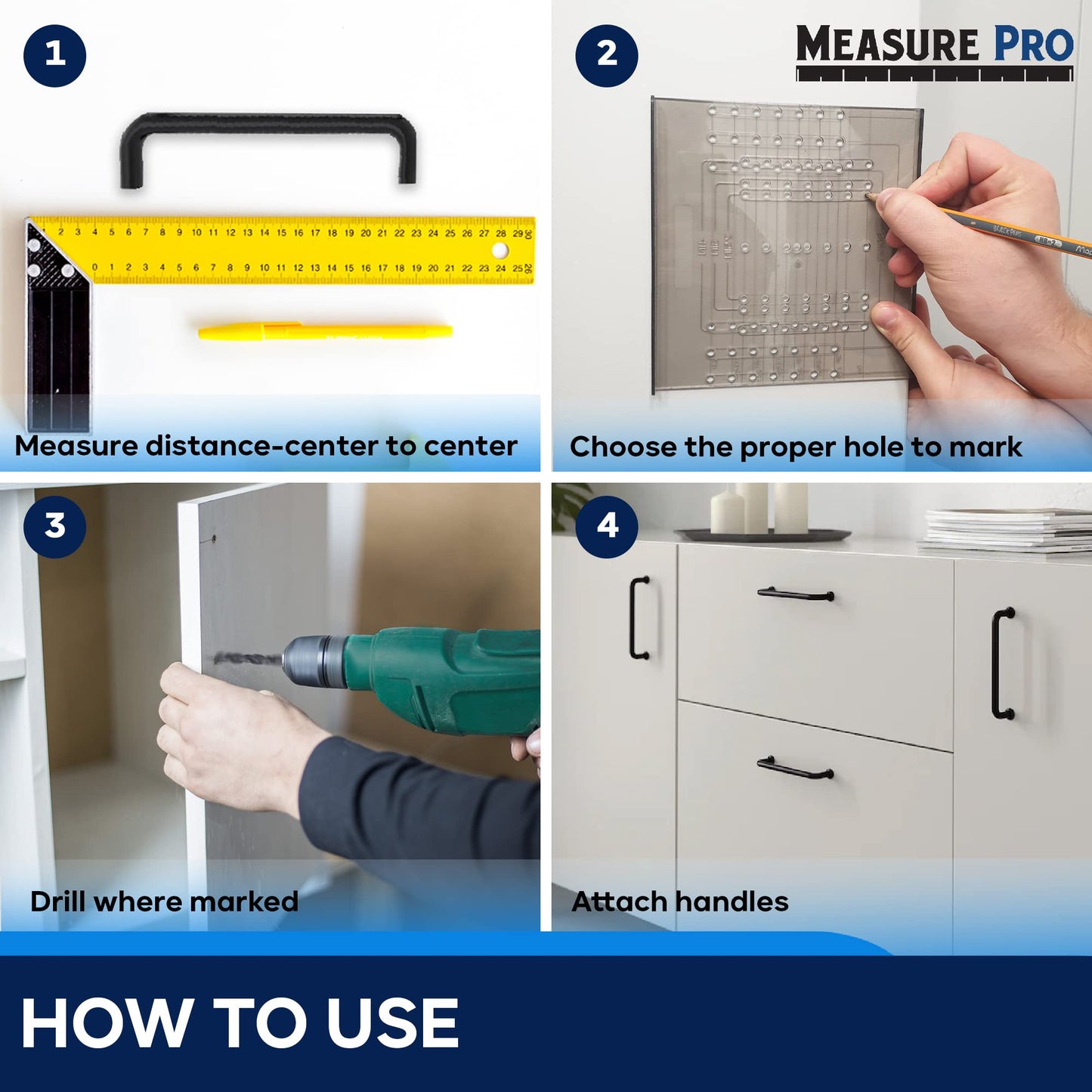 MeasurePro Cabinet Door & Drawer Hardware Installation Template Kit Made in The USA