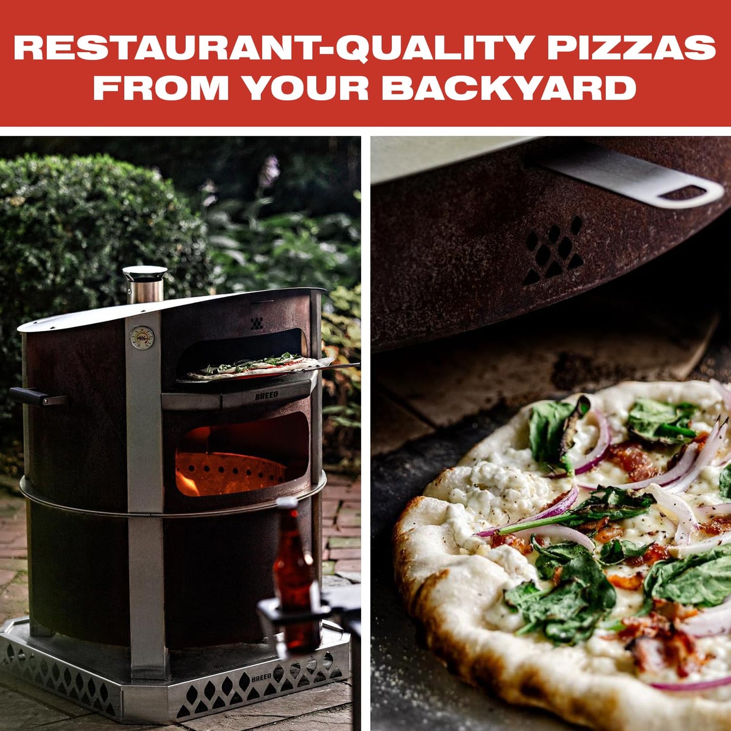 Live-Fire Pizza Oven (Stainless Steel) | 27.5 Inch | Made in the USA | Make Profressional Pizzas in Your Backyard | Compatible W/X Series 24 & 30 Fire Pits | Portable Pizza Oven