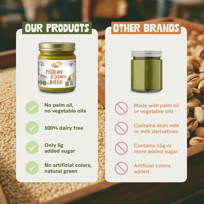 DORREL Pistachio & Sesame Halva Butter | Dairy-Free Vegan Spread | Made with 60% California Pistachios | Non-GMO | Kosher Pareve | Healthy Sweet & Savory Halva Spread (200g / 7.05oz)