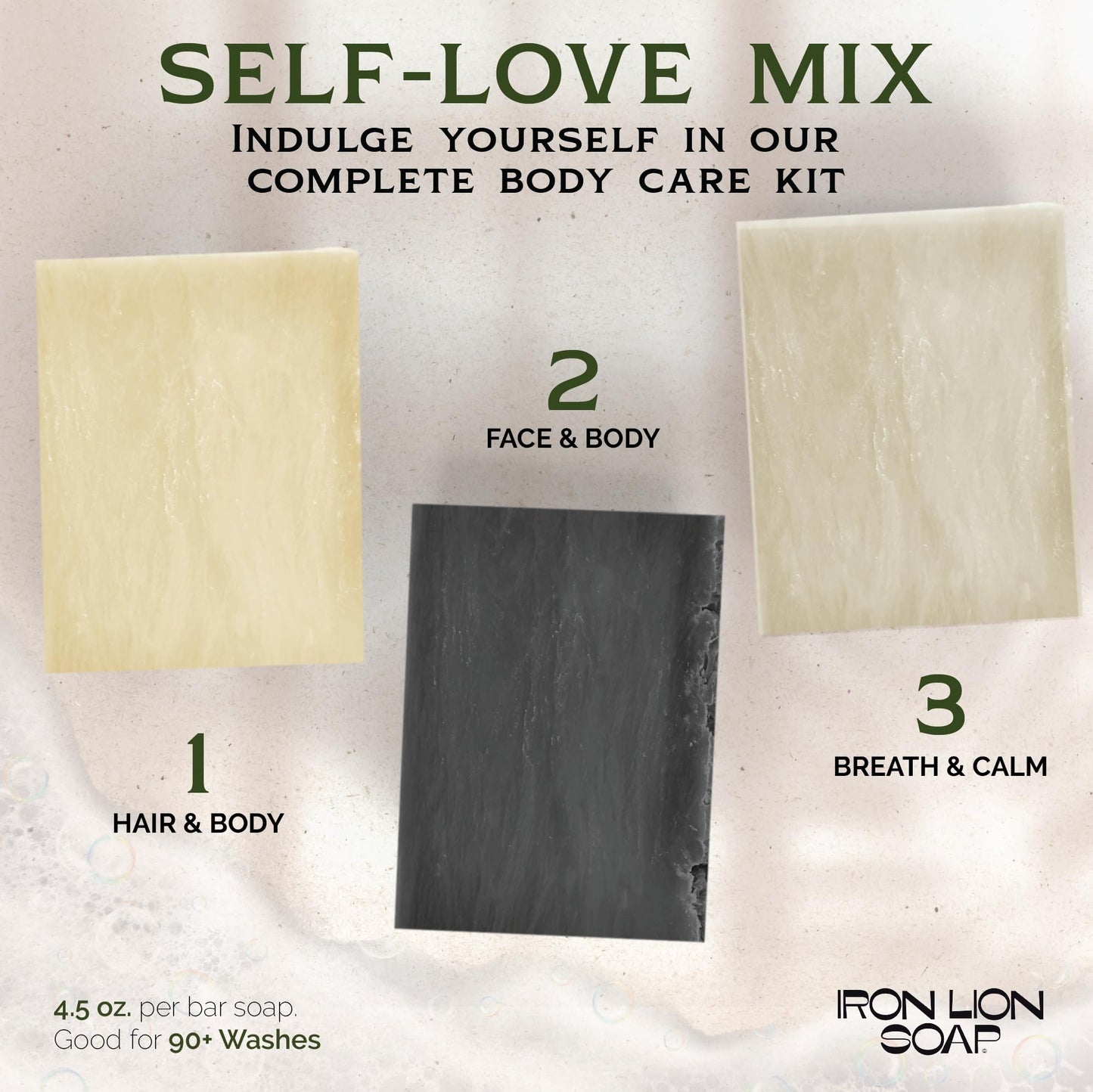 ILS Soap co - Self Love (Unscented Shea/Activated Charcoal/Tea Tree and Mint) All Natural Bar Soap for All Skin Types - Plant Based, Cold Process and Handmade in the USA (3 Pack)