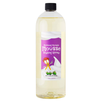 Snip-its Morning Miracle Natural Hair Mousse Spray 1 Liter Refill Bottle | Light Hold Salon-Quality Mousse for Kids' Unruly or Curly Hair - Made in USA