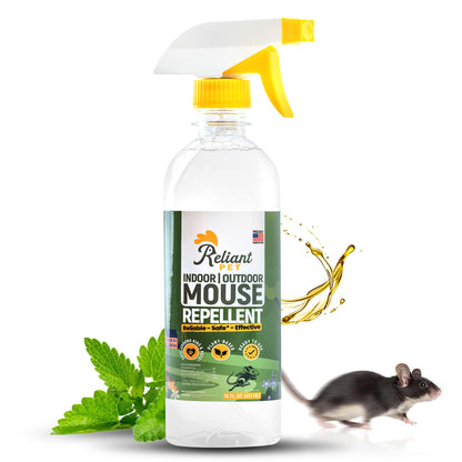 Reliant Pet Peppermint Oil Mouse Repellent Spray 16oz - Natural Mice Deterrent for Indoor & Outdoor Use - Mouse Repellent Spray for Home, Car Engines, RV - Pet Safe Pest Control - Made in USA