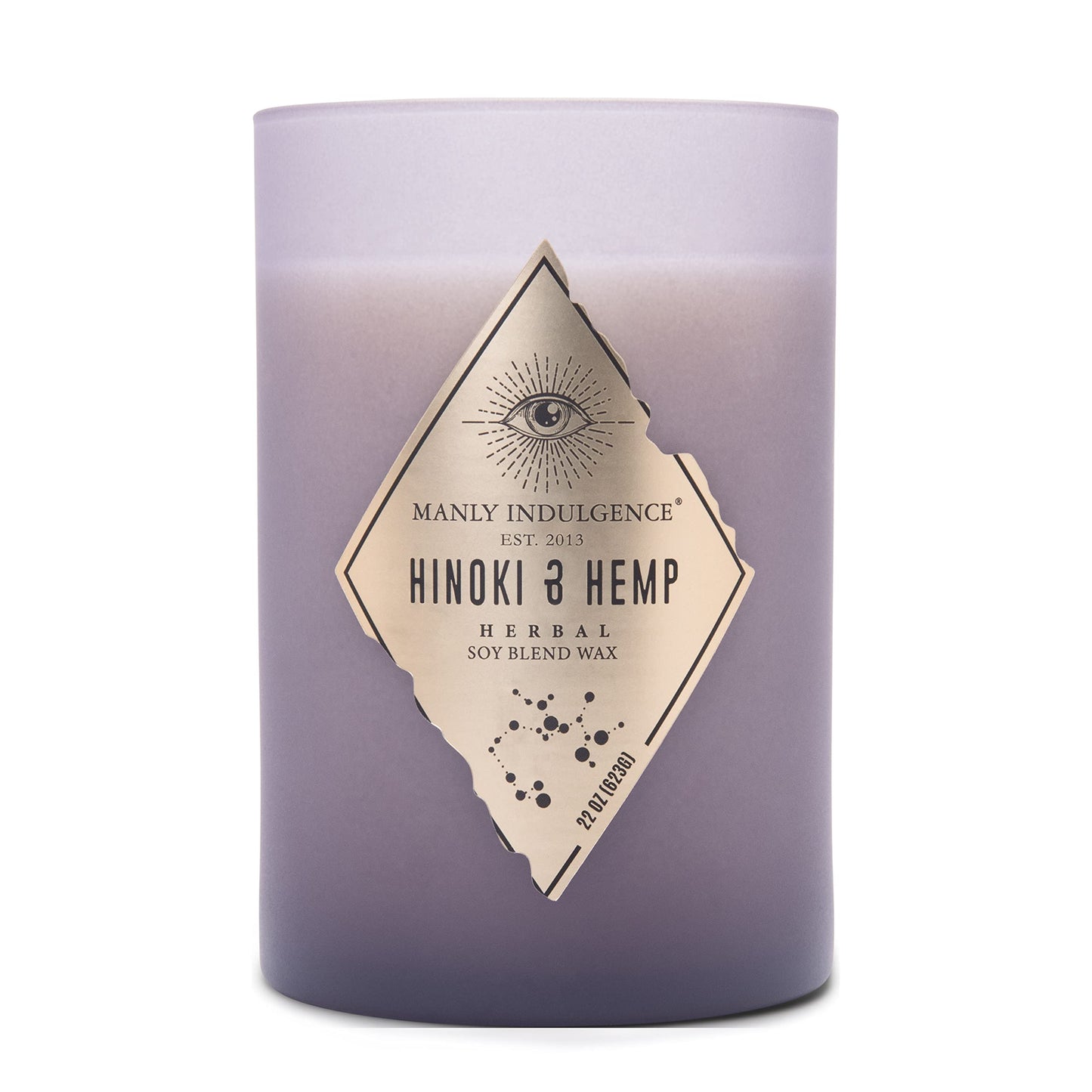 Manly Indulgence Hinoki & Hemp Scented Jar Candle, Rebel Collection, 2 Wick, Purple, 22 oz - Up to 120 Hours Burn