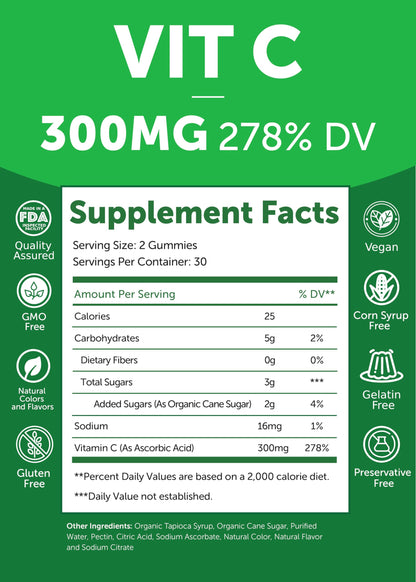 Lunakai Vitamin C and Collagen Gummies Bundle - 300mg Organic, Non-GMO, Vegan VIT C Chewable Gummy - Anti Aging Supplements for Men & Women - 30 Days Supply