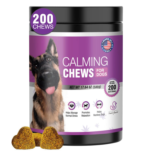 Hemp Calming Chews for Dogs (Duck Flavor) 200pc Dog Calming Treat and Bites with Hemp Oil - Anxiety and Stress Relief Treats for Dogs Puppy Melatonin Sleep Aid Calm Dog with Noise,Thunder,Barking,Separation,Chewing