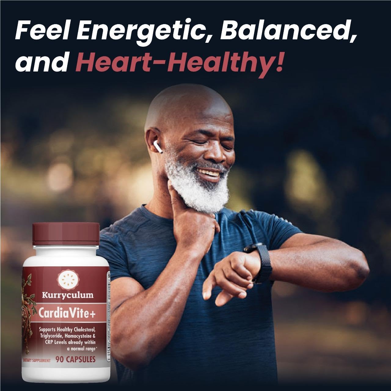 Kurryculum Cardiavite+. Supports Healthy Cholesterol and Triglyceride. GMP Certified,Gluten Free. Made in USA
