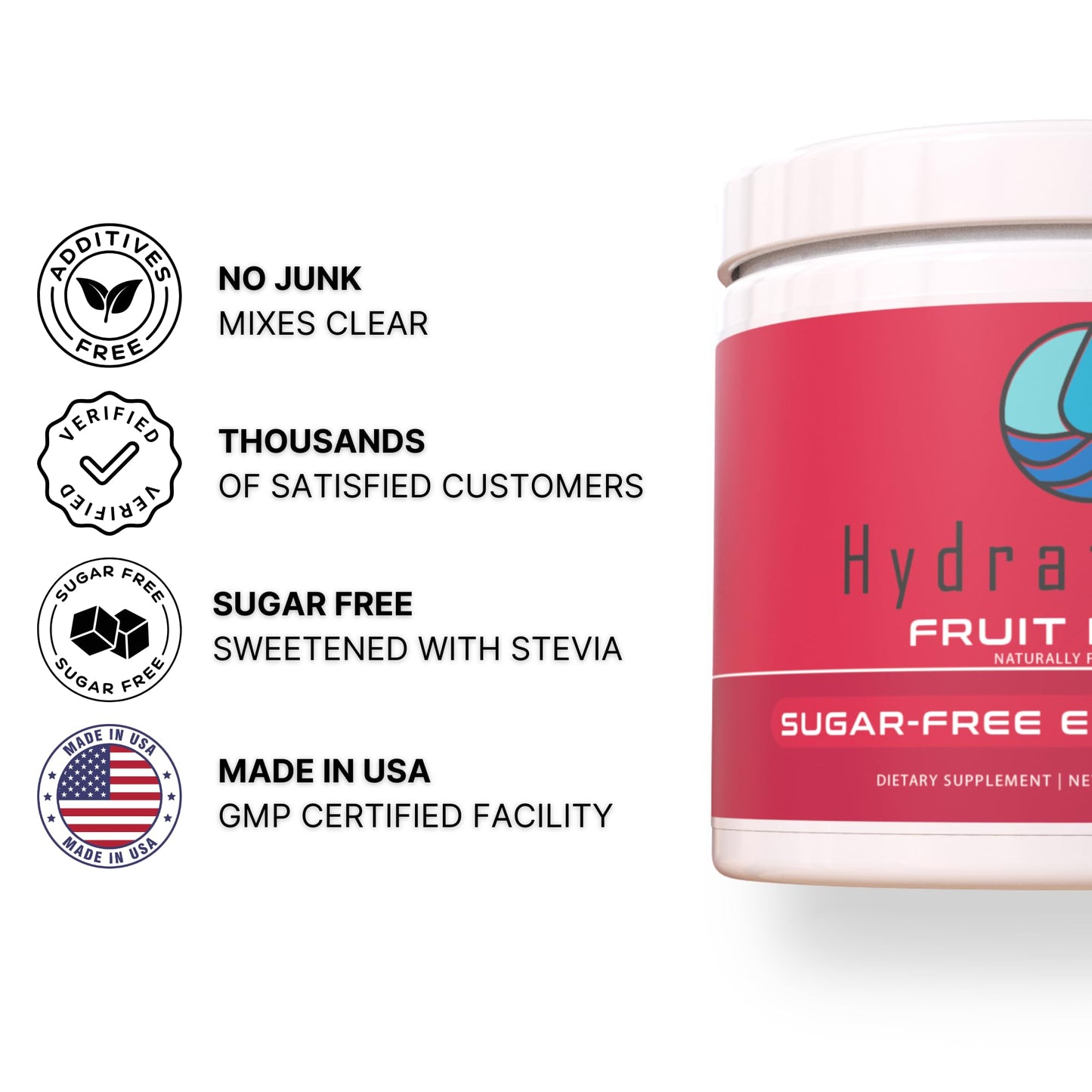 Hydrate Pro Clinical-Grade Electrolyte Powder | 1000mg High-Sodium Formula | POTS & Dysautonomia Support | Sugar-Free | 45 Servings (Fruit Punch)