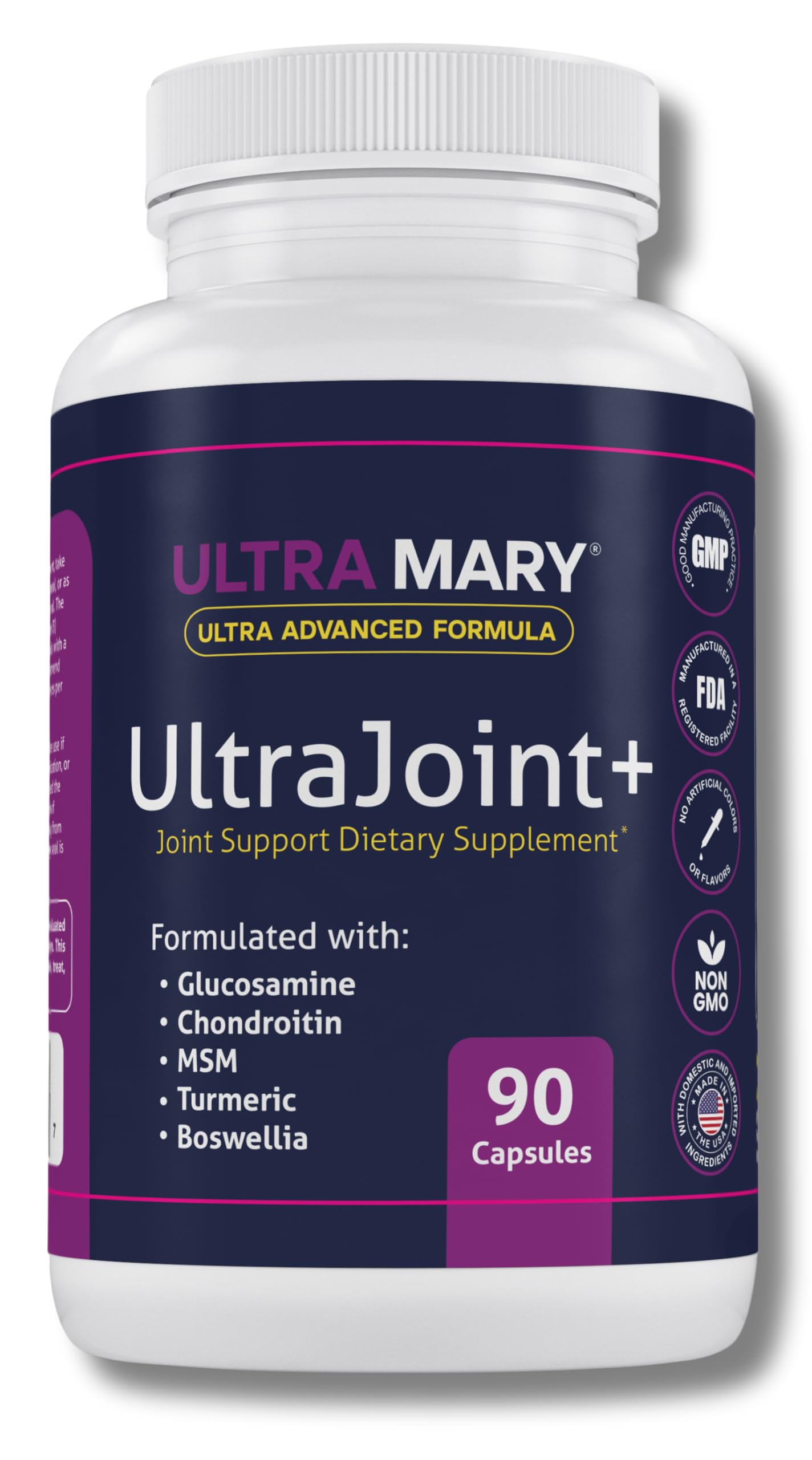 UltraMary+ Joint Support w/Glucosamine, Chondroitin, MSM, Turmeric & Boswellia – Mobility & Flexibility – 90 Capsules – Suplemento Articulaciones – Made in USA – Advanced Formula