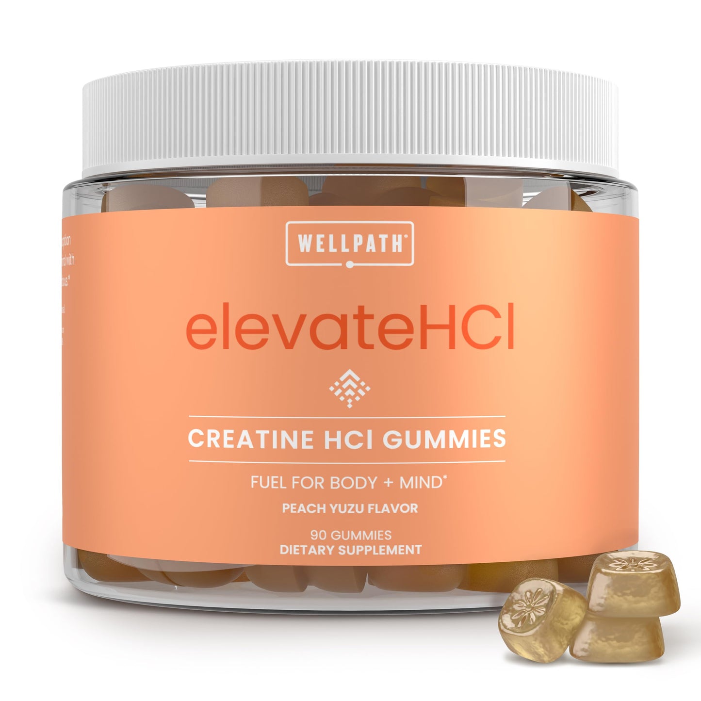 WellPath Creatine HCl Gummies 750mg – Chewable Creatine Gummies for Women and Men – 5g Creatine Monohydrate Equivalent - Cognitive & Performance Support – Vegan, Non-GMO, 90ct, Peach Yuzu Flavor