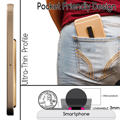 LOVEHANDLE Phone Grip - Universal Phone Strap and Phone Grips for Back of Phone - Convenient Cell Phone Holder for Hand That Fits Most Smartphones and Mini Tablets - Made in The USA
