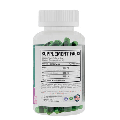 America Medic & Science NMNH Revive – Dual NAD+ Precursor Supplement for Longevity, Healthy Aging, Energy, Metabolic Function, Skin & Cellular Health – 60 Capsules for Daily Vitality
