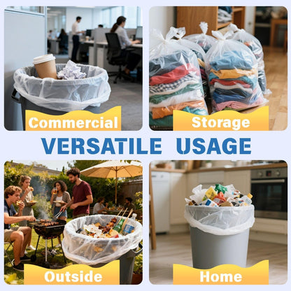 30 33 40 Gallon Clear Trash Bags, 260 Count High Density Garbage Bags, Made in USA, Recycling Trash Can Liners, Puncture-Resistant Plastic Waste Bags for Kitchens Yards Offices Commercial