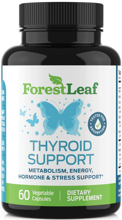 Thyroid Support for Women and Men with Iodine - Energy, Focus & Power Thyroid Supplement - All Natural Herbal Mineral and Vitamin Complex with B12, Zinc, Selenium, Ashwagandha - 60 Vegetarian Capsules
