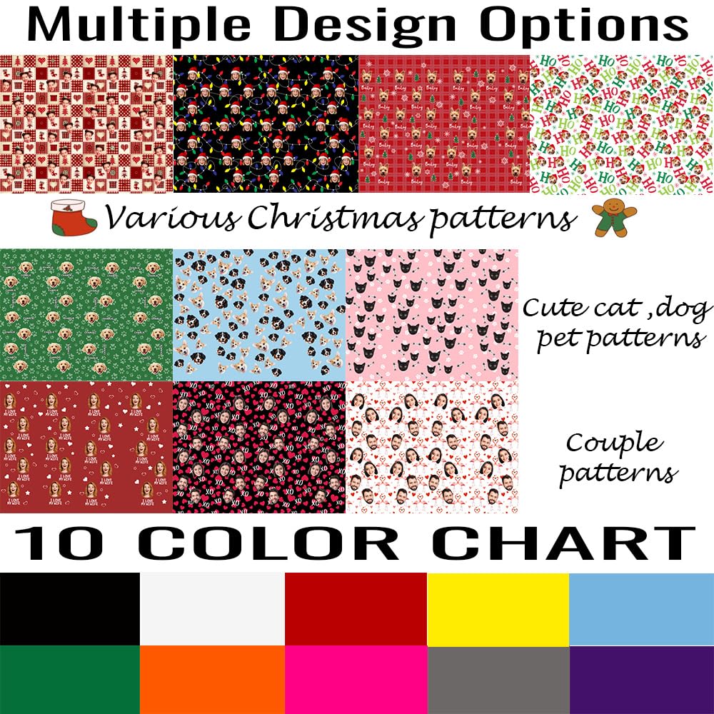 Custom Face Pajamas Pants with Photo for Men Women:Made in USA Personalized Dod Cat Pet Pajama Sleepwear Trousers For Family Couple Pet Lover,Funny Christmas Gifts for Wife Husband