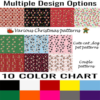 Custom Face Pajamas Pants with Photo for Men Women:Made in USA Personalized Dod Cat Pet Pajama Sleepwear Trousers For Family Couple Pet Lover,Funny Christmas Gifts for Wife Husband