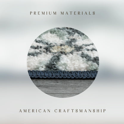 Maples Rugs Reggie Floral Runner Rug - Made in USA - Washable, Non Slip Indoor Carpet for Kitchen, Hallway, and Laundry Room, 1'8 x 5, Persian Blue