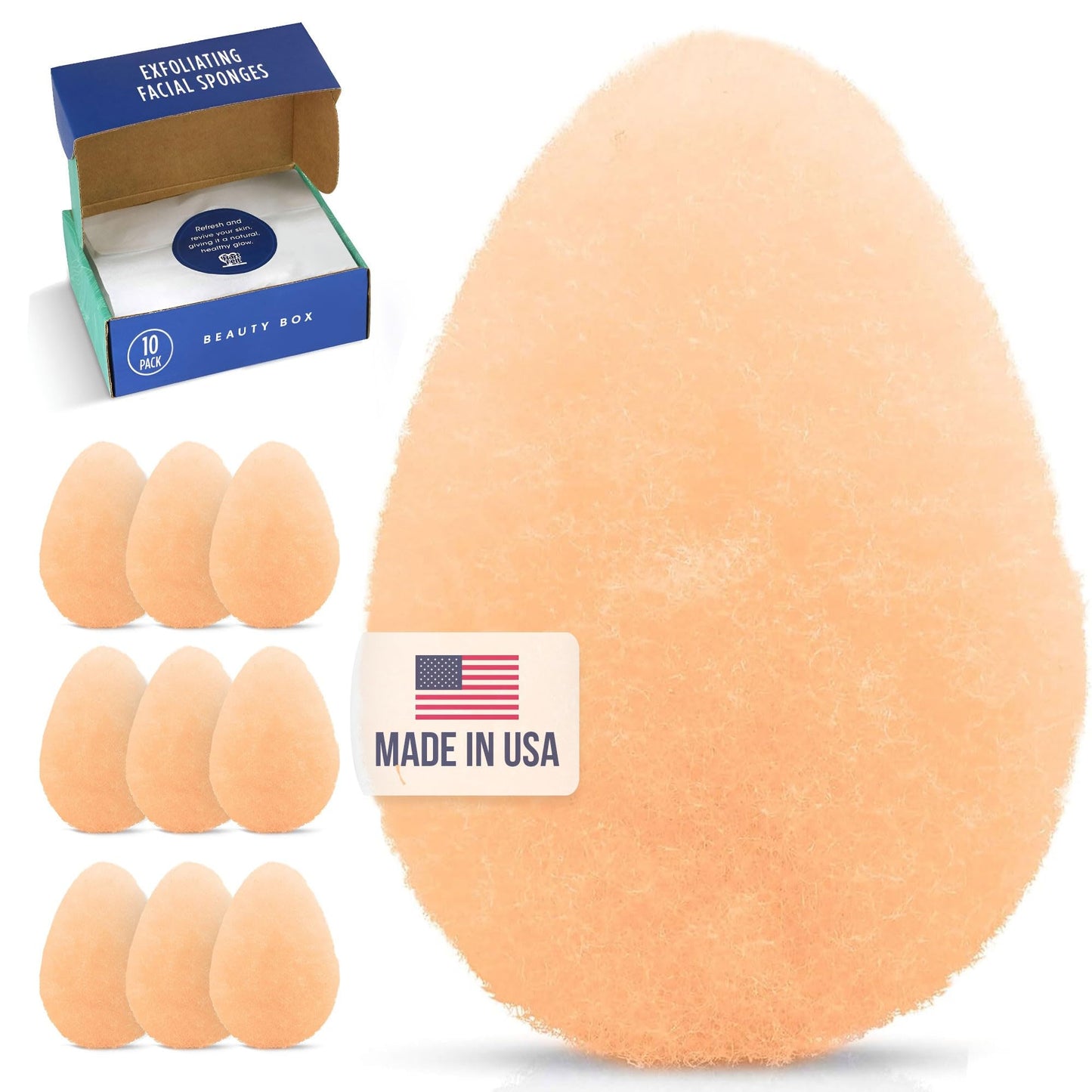 HartFelt [10 Pack] Gentle Exfoliating Facial Sponge for Face - Daily Cleansing Face Scrubber - Buf Dirt Away with Puf styled Reusable Face Pads for Removing Makeup, Dirt, and Dead Skin
