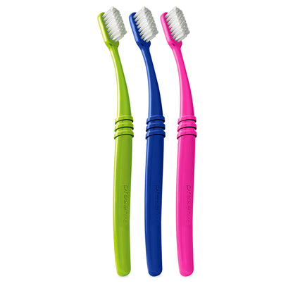 Preserve Eco Friendly Adult Toothbrushes, Made in The USA from Recycled Plastic, Lightweight Paper Packaging, Ultra Soft Bristles, Colors Vary, 3 Count