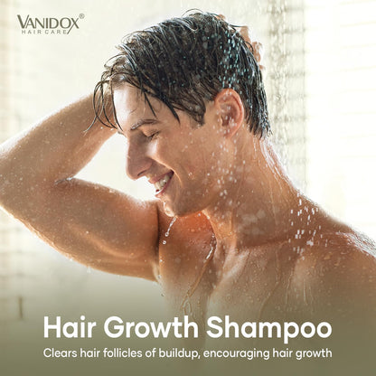 VANIDOX Carbonic Acid Shampoo for Men and Women with DHT Blockers - Made in USA - Stimulates Hair Growth, Scalp Exfoliator, Sulfate Free Shampoo with Biotin and Tea Tree Oil (16 Fl Oz)