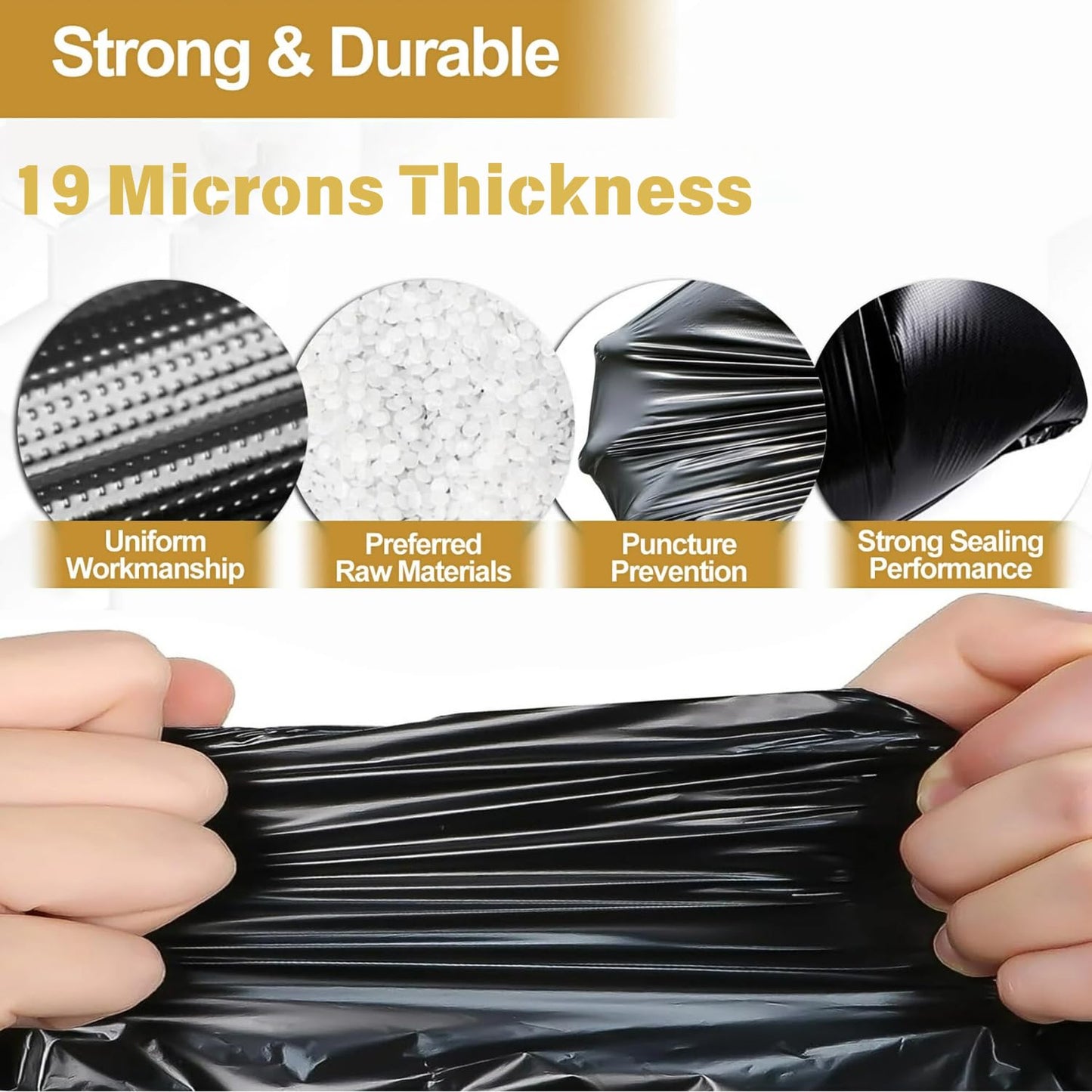 55-60 Gallon Trash Bags, 150 Count 38x55" Large Garbage Bags, Made in USA, High Density Multi-Use Lawn Leaf bags, Heavy Duty Waste Bags, Large Trash Liners for Kitchen Yard Outdoor Commercial Use