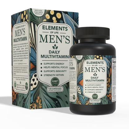 Multivitamin for Men with Vitamin D, K2, Zinc, Vitamin B12, A, E, B6, Calcium – Immune Health & Energy Support Daily Mens Multivitamins – Gluten Free, Vegan, Unflavored Supplements (120 Capsules)