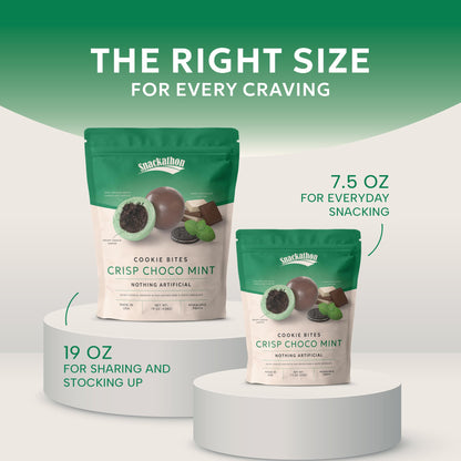 Snackathon Crisp Choco Mint Cookie Bites, 7.5 oz Resealable Snack Pack, Mint White and Dark Chocolate Covered Cookie Bite, Grocery Cookies for Parties, Snack Bag & Sharing, Made in USA
