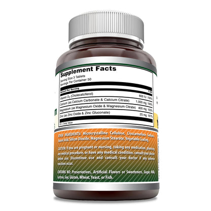 Amazing Formulas Calcium Magnesium Zinc + D3 Supplement | Non-GMO | Gluten-Free | Made in USA