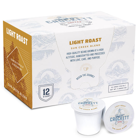 Crockett K Cups Coffee – Smooth Light Roast Coffee Pods with Bright Flavor, Clean Finish & Subtle Citrus Notes – Convenient Single Serve for Daily Clarity, Focus & a Lighter Brew That Lasts