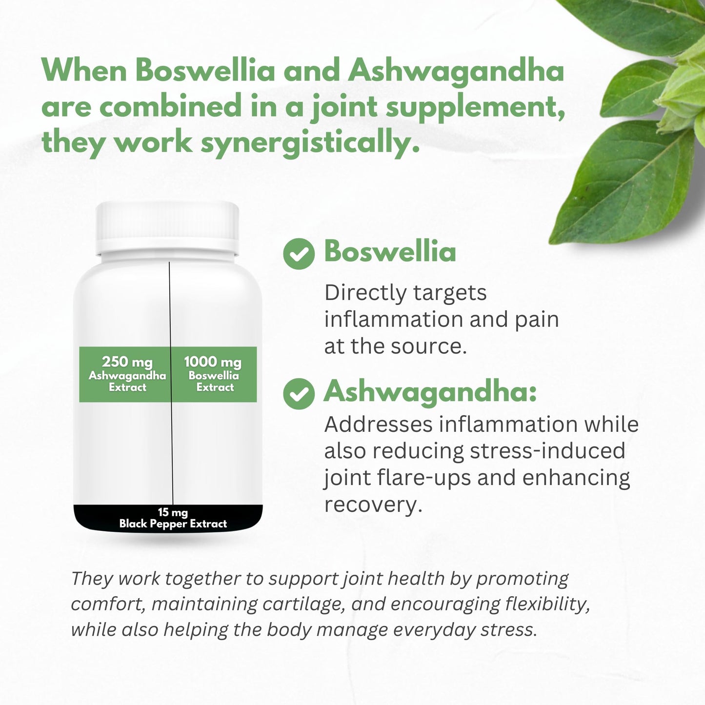 Boswellia Extract and Organic Ashwagandha Capsules 2000 mg - Strong Natural Support Pills 3 Month Supply - Consentrated Boswellia Serrata 65% Boswellic Acid with Ashwagandha Powder Supplement