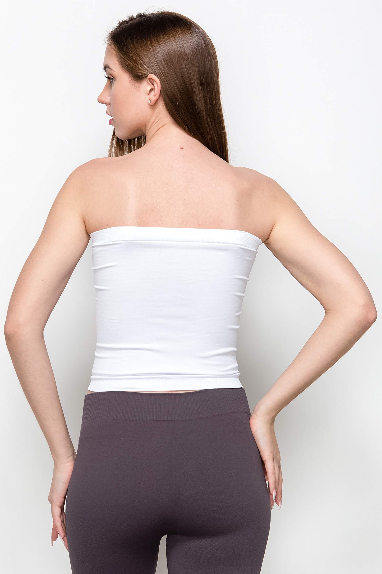 Kurve Women’s Strapless Tube Top - Medium Length Seamless Bandeau Stretchy Sexy Bra Tops, UPF 50+ (Made in USA)