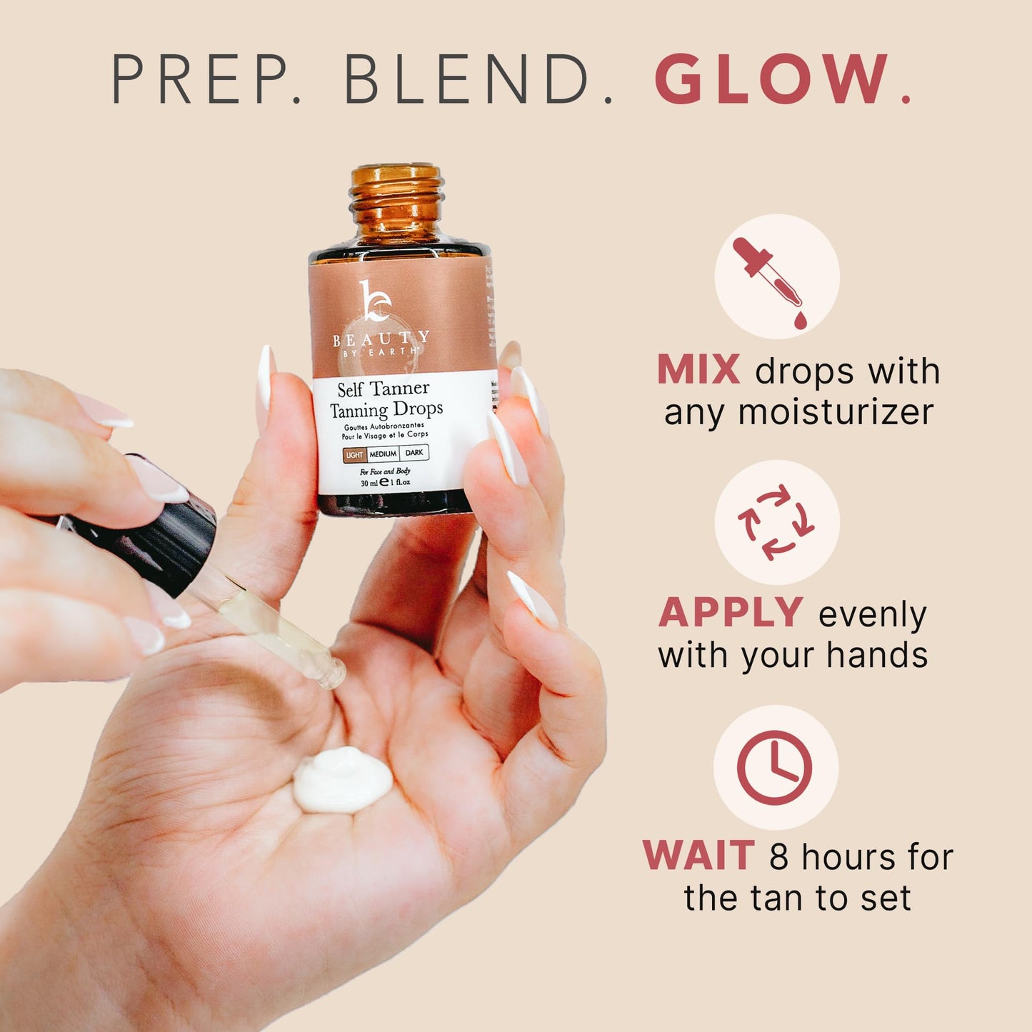 Self Tanning Drops for Face - USA Made with Organic & Natural Ingredients, Bronzing Face Tanning Drops with Aloe Vera, Non Toxic Self Tanner for Sunless Fake Tan & Natural Glow, Cruelty & Toxin Free