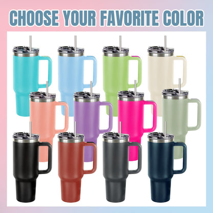 Made in USA - Personalized Tumbler 40oz with Handle and Straw - Custom Stainless Steel Travel Coffee Cup with Engraved Name Text - Personalized Gifts for Nurses Doctor - Nurse Gifts