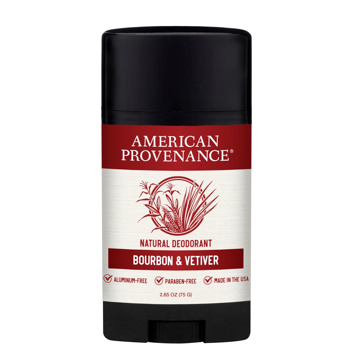 American Provenance Aluminum Free Natural Deodorant For Women and Men - Bourbon and Vetiver - 24 Hour Protection - Cruelty Free - Made in the USA (1 pack)