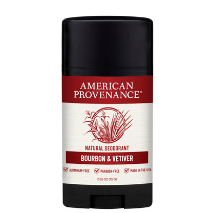 American Provenance Aluminum Free Natural Deodorant For Women and Men - Bourbon and Vetiver - 24 Hour Protection - Cruelty Free - Made in the USA (1 pack)
