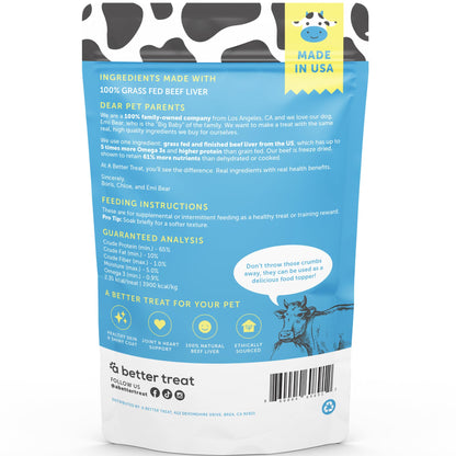 A Better Treat – Freeze Dried 100% Grass Fed & Finished Beef Dog Treats, Beef Liver, Single Ingredient | Natural, Healthy, High Value | Grain Free, High Protein, Diabetic Friendly | Made in The USA