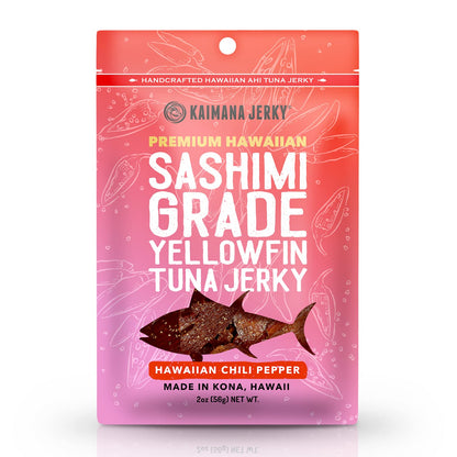 Kaimana Ahi Tuna Jerky Hawaiian Chili Pepper - Soft and Tasty - Premium Fish Jerky Made in the USA. High in Omega 3's, All Natural and Wild Caught - 2 Ounce (Pack of 3)